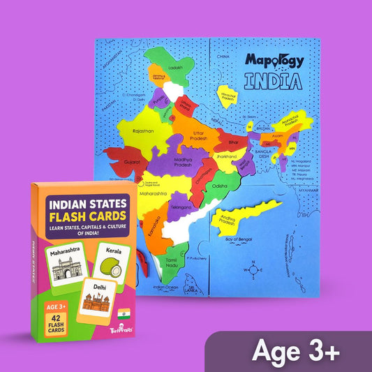 India Map Puzzle + 28 Flashing Cards