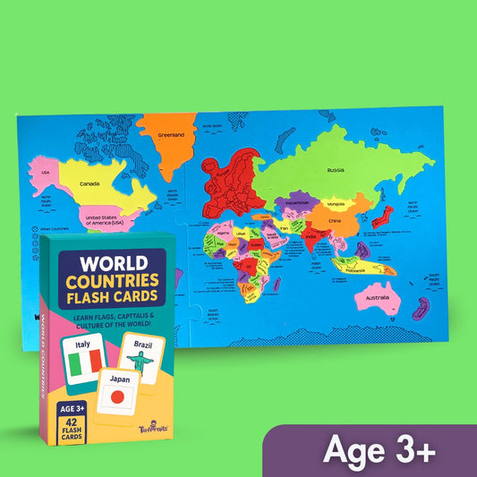 World Map Puzzle | 28 Flashing Cards