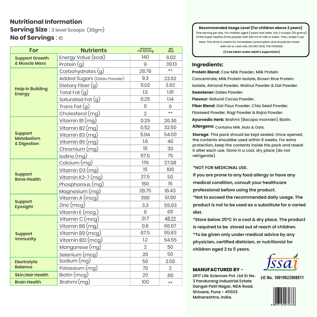 100% Natural Nutritional Drink for Kids 7-13 | Supports Growth & Development, No Additives